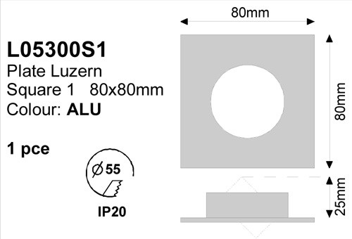 Luzern Square Plates 1 80*80*25 mm
